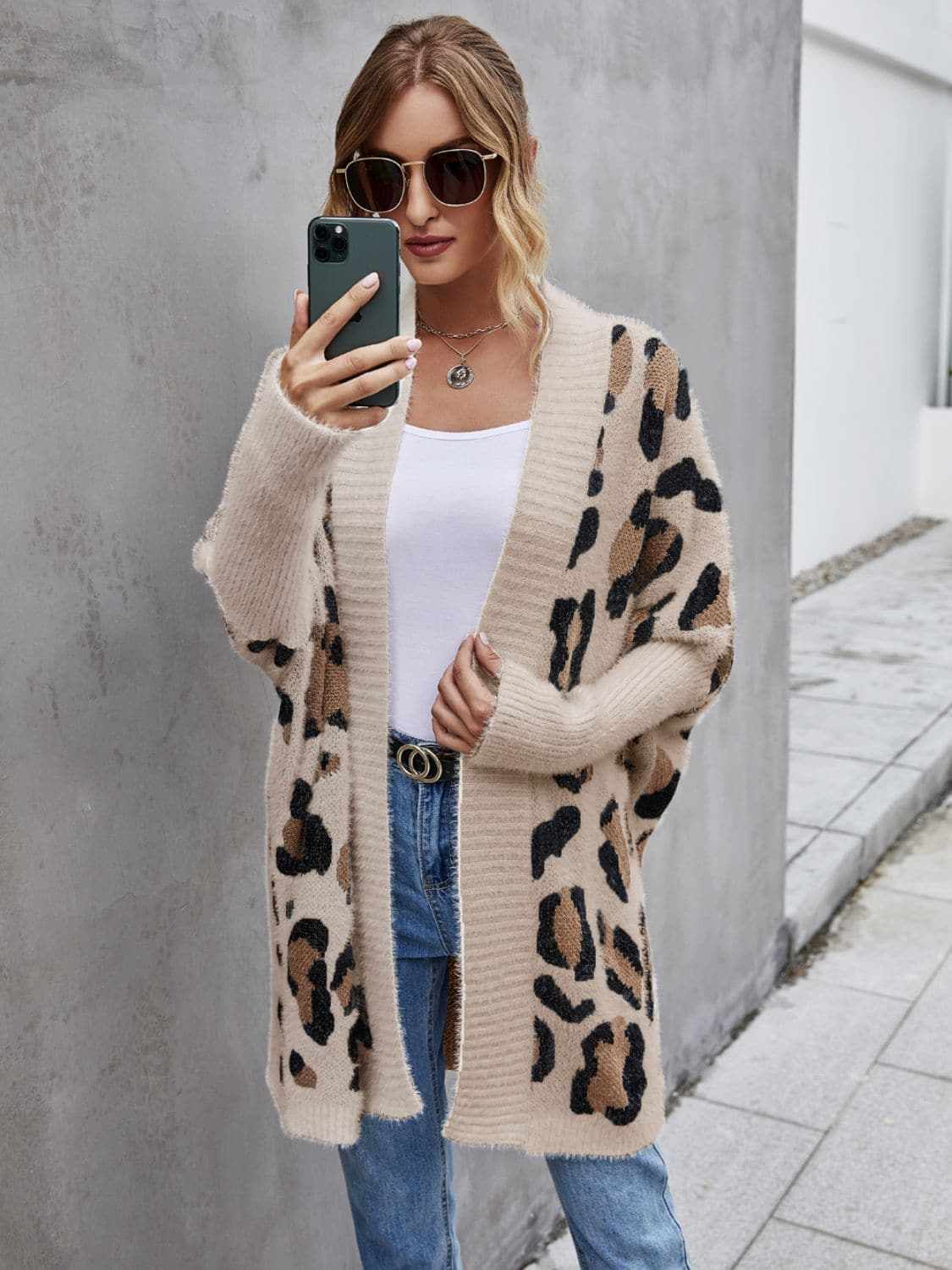 Fuzzy leopard cardigan - chic style - Love Salve